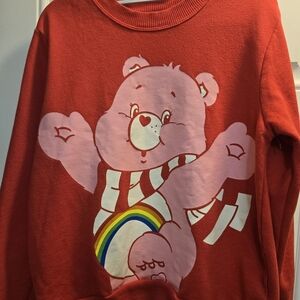 Care Bears Sweatshirt Cheer Bear Lets Get Cozy Winter Rainbow Retro 80’s Style L